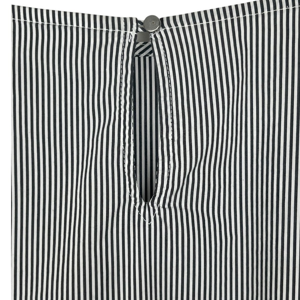 Liz Claiborne Blouse Womens XXL Black White Good Striped Floral Embroidered Puff - Picture 12 of 12